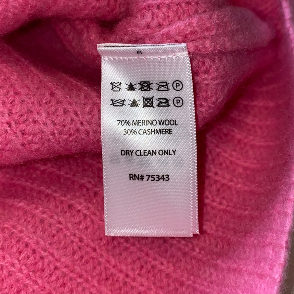 Nicole Miller Pink Merino Wool and Cashmere 3/4 Sleeve Knit Sweater - Picture 10 of 10